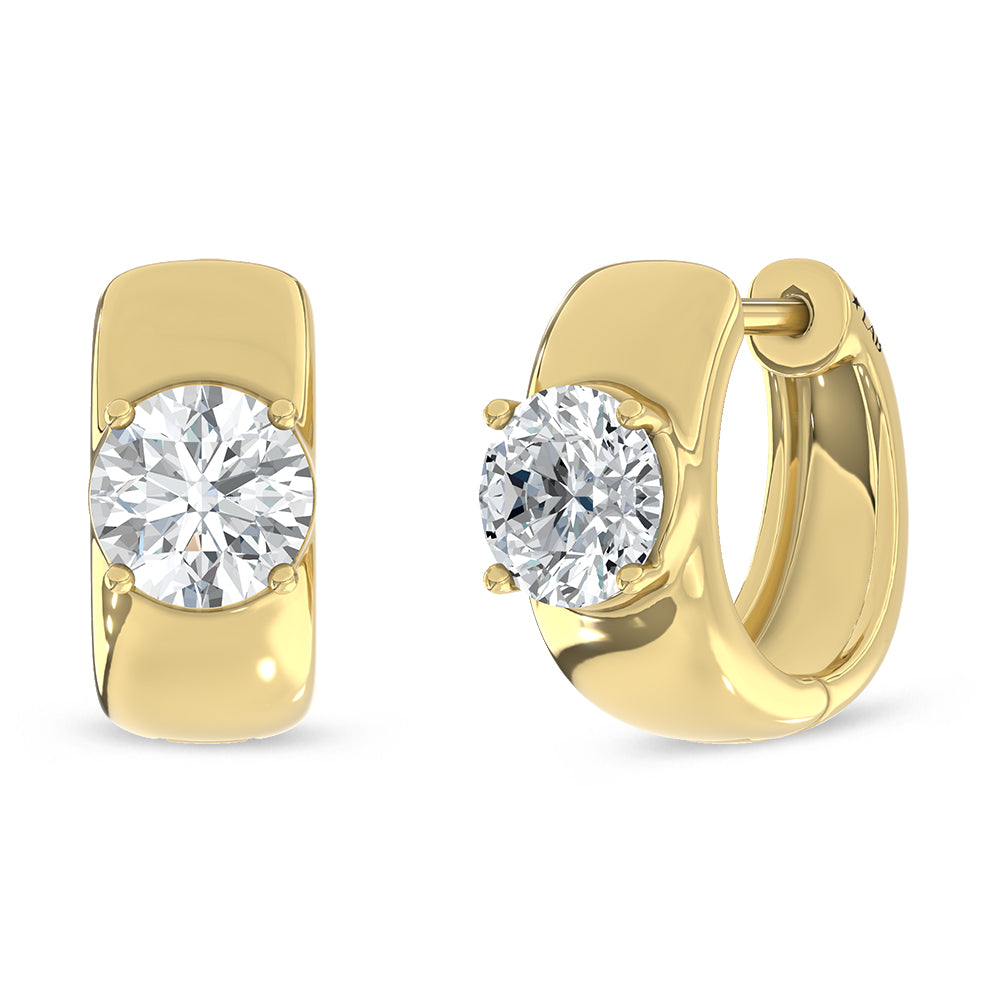 14K 1.00CTW Lab Diamond Hinged Hoop Earrings