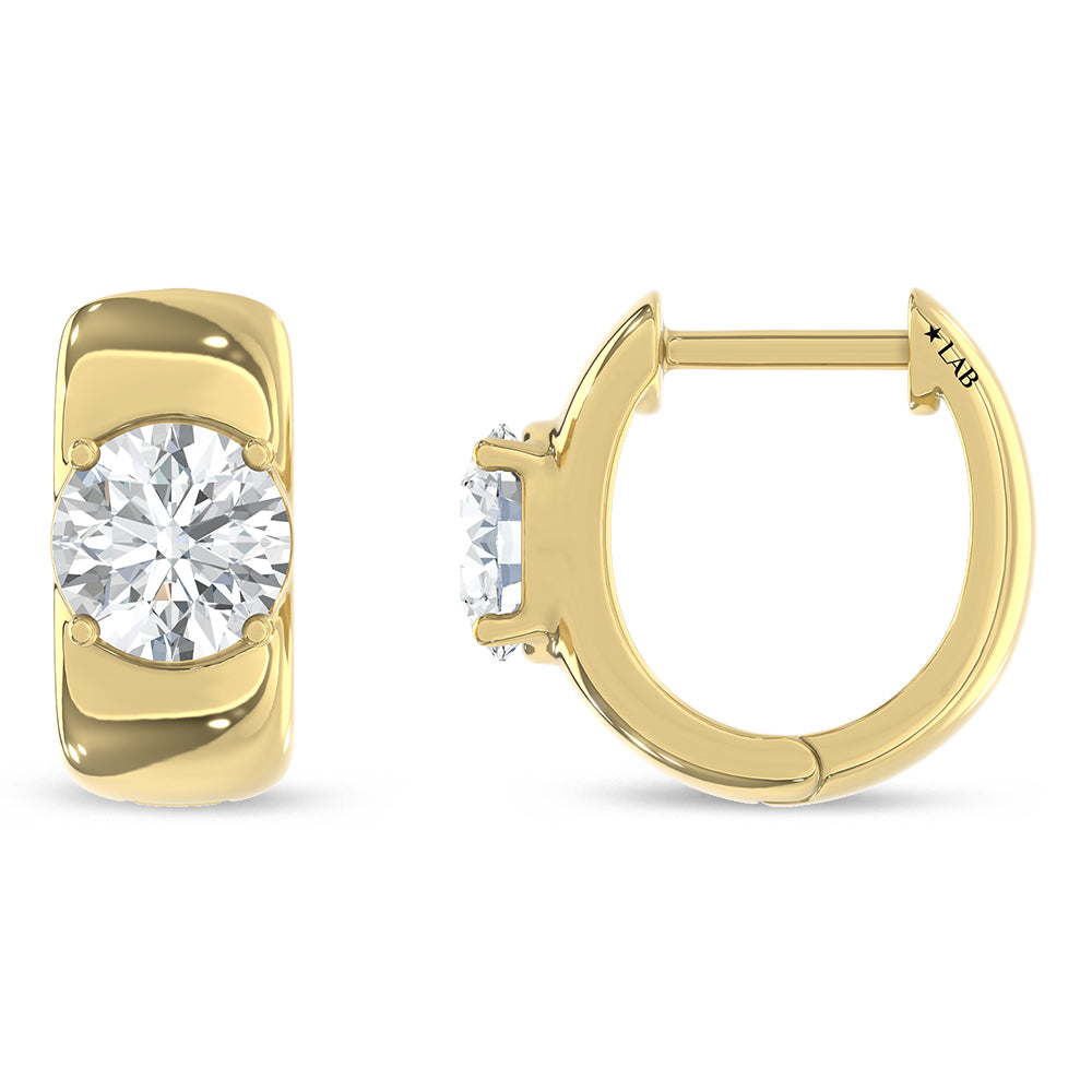 14K 1.00CTW Lab Diamond Hinged Hoop Earrings