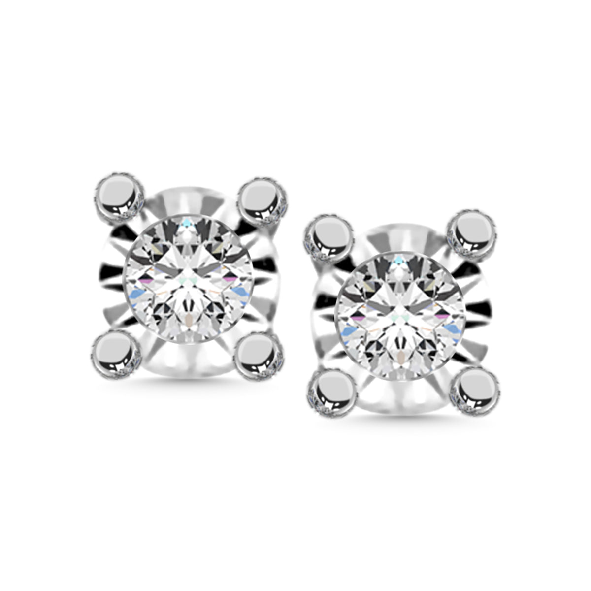 Sterling Silver Illusion Stud Earrings with 0.25ct Lab-Grown Diamonds | Joe Kassab Jewelers