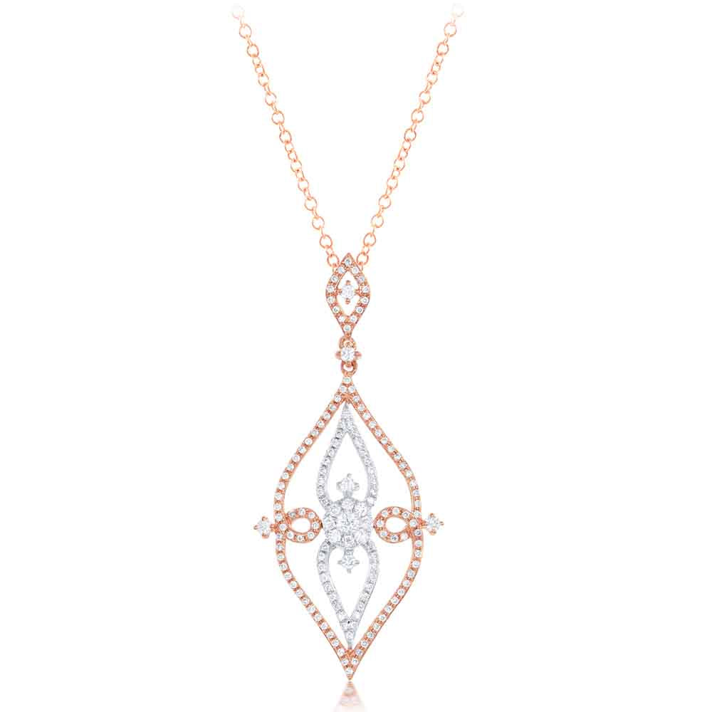 14 Karat White & Rose Gold Marquise-Shaped Diamond Pendant | 0.82 CTW