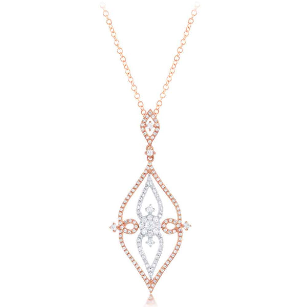 14 Karat White & Rose Gold Marquise-Shaped Diamond Pendant | 0.82 CTW