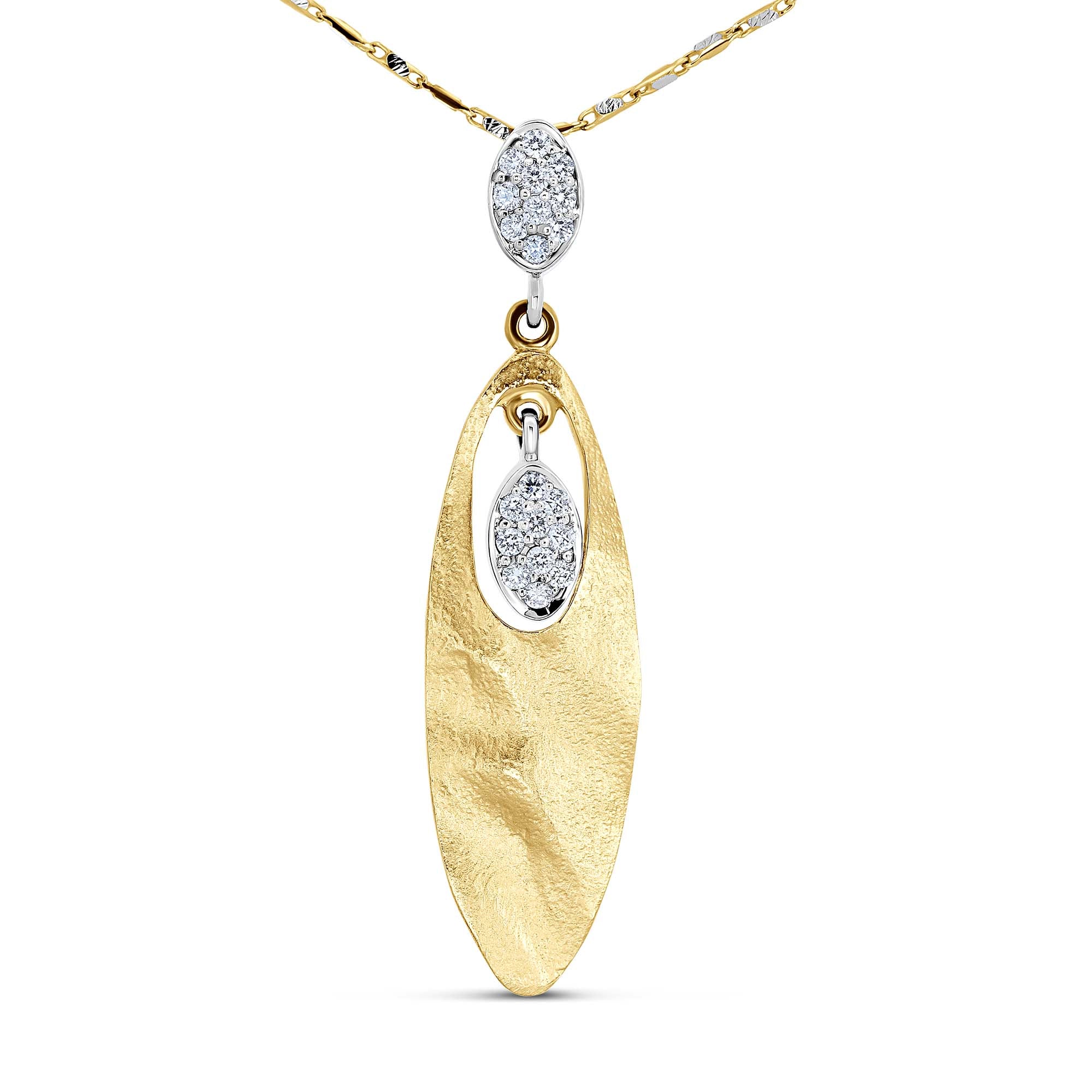 14K Yellow Gold Matte Finish Diamond Necklace | 0.24 CTW
