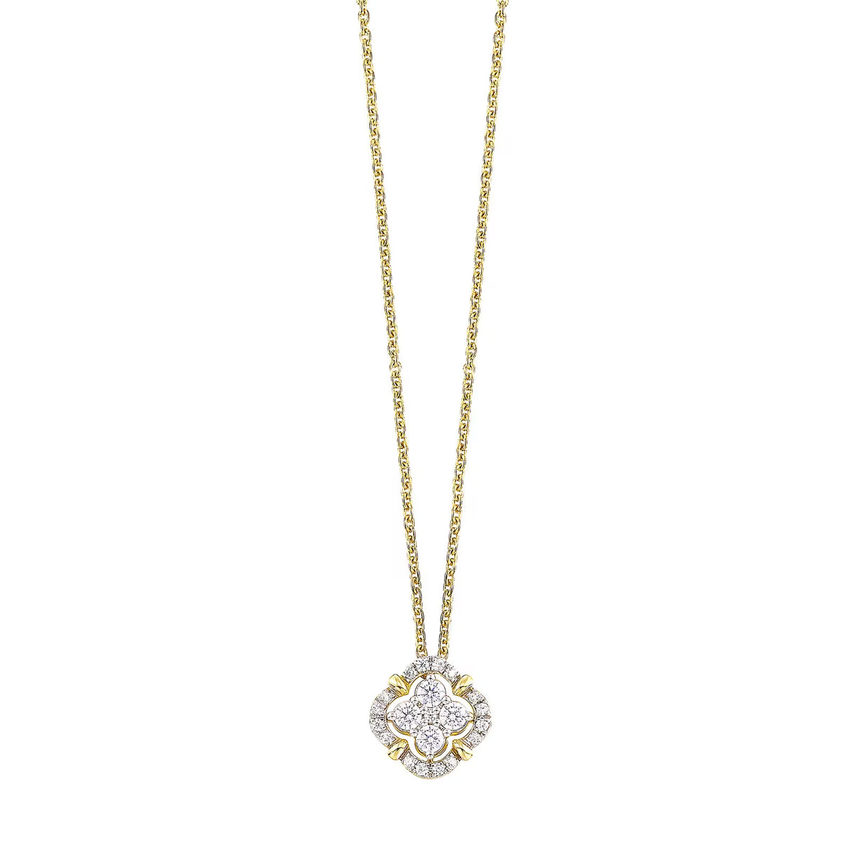 14K White Gold Cluster Diamond Necklace – 0.35 CTW