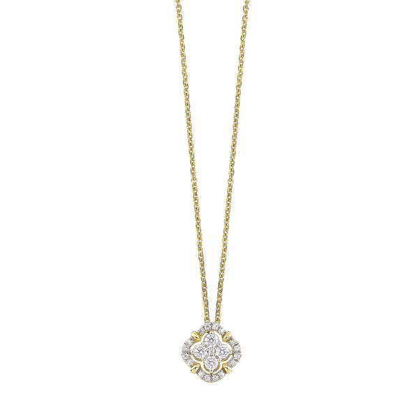 14K White Gold Cluster Diamond Necklace – 0.35 CTW