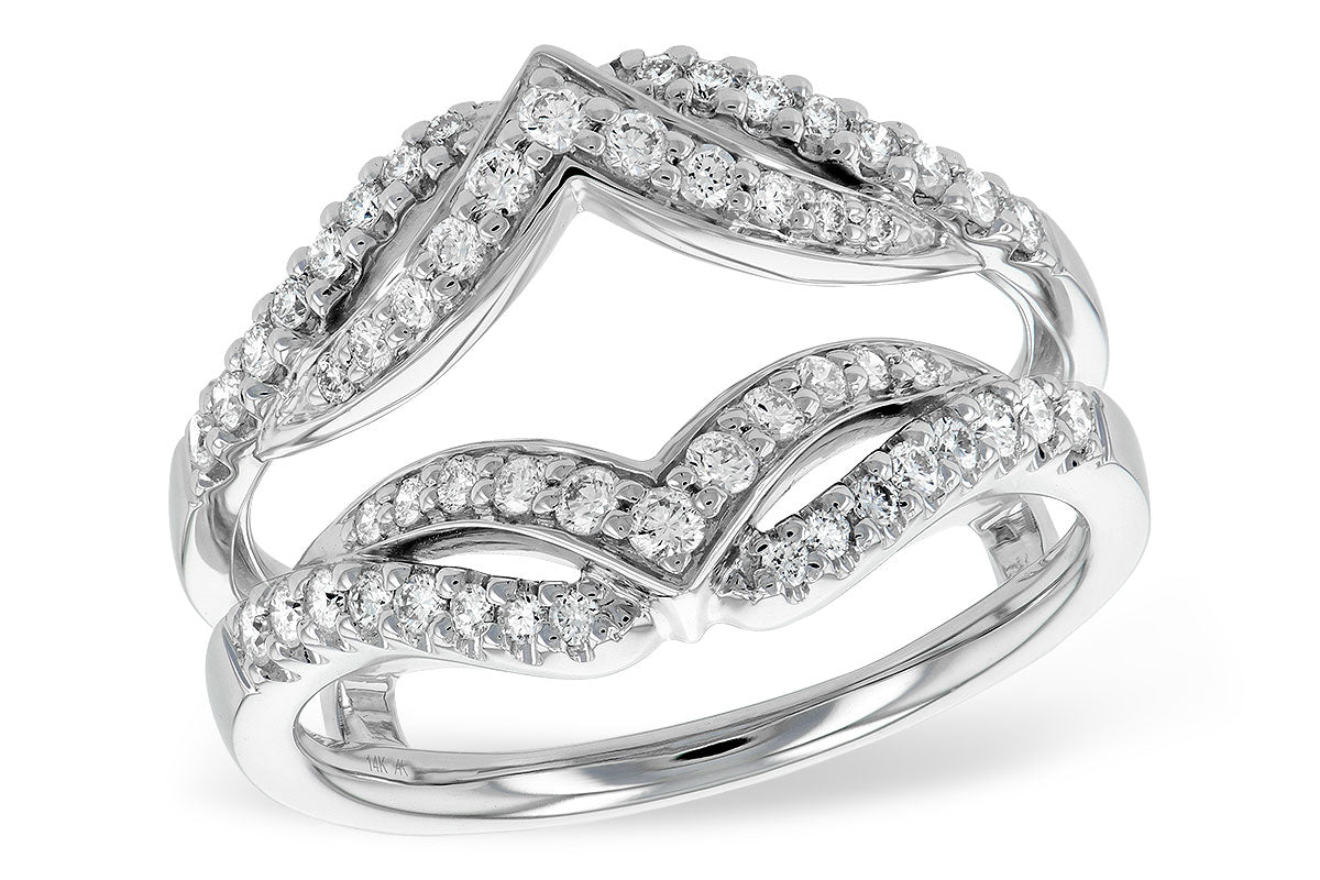 14K White Gold Curved Diamond Ring Guard | 0.50CT Diamond Wrap Ring