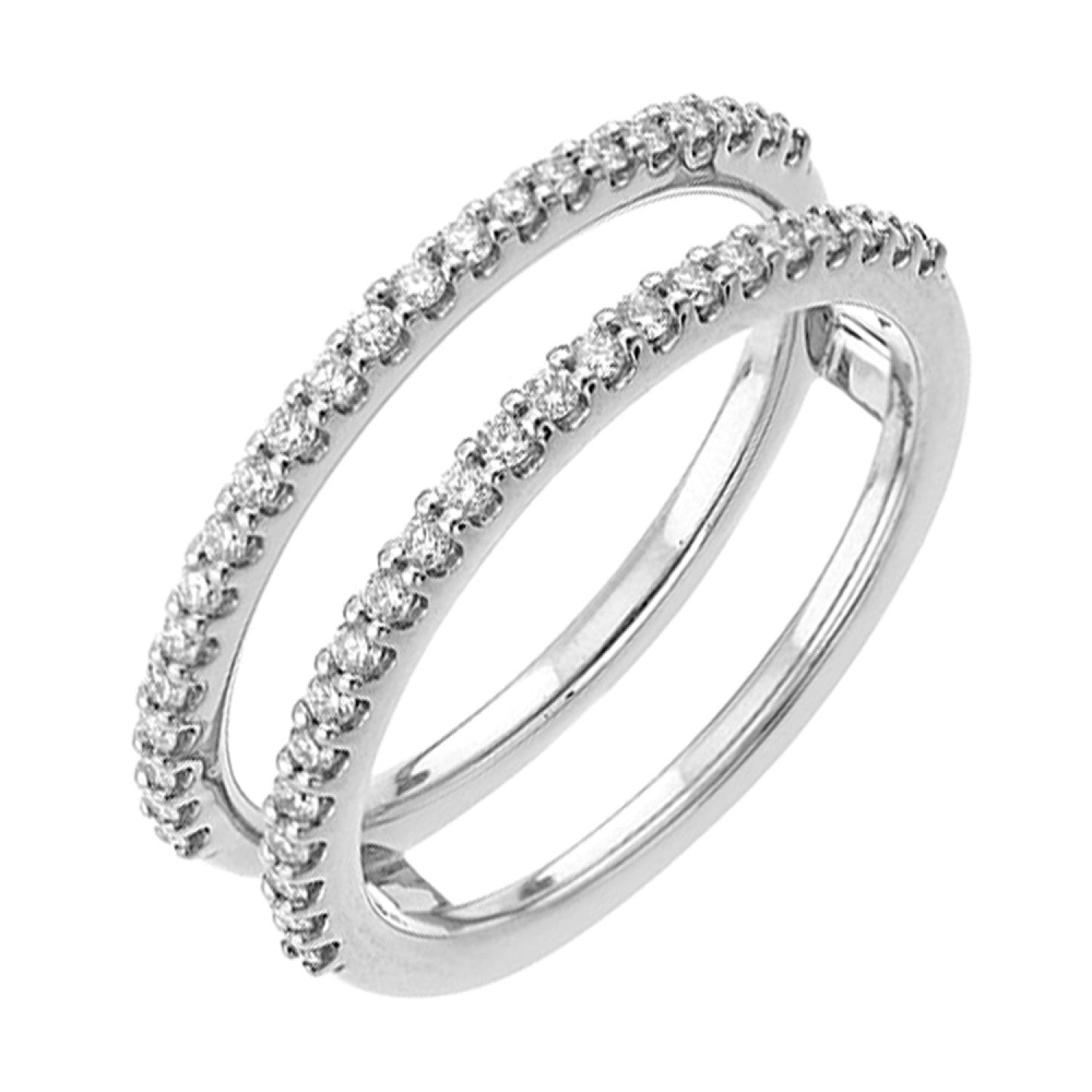 14K White Gold Ring Guard with 0.35 Carats Natural Diamonds