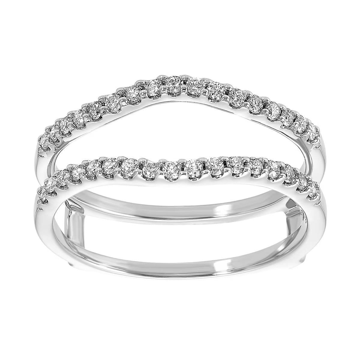 14K White Gold Curved Diamond Ring Guard – 0.33 CTW