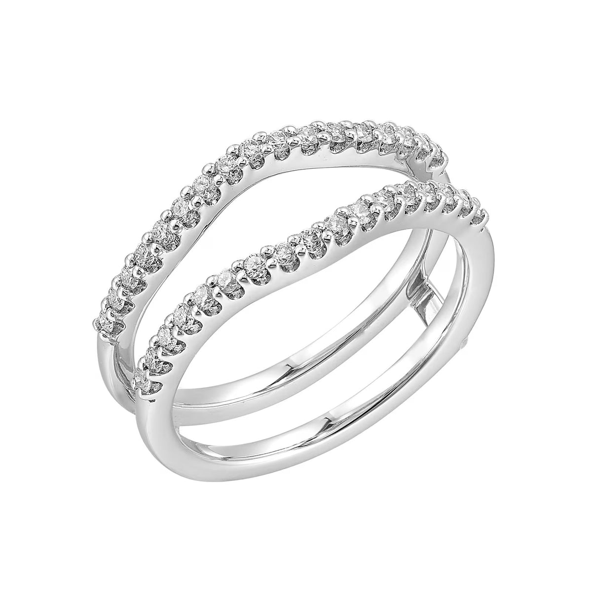 14K White Gold Curved Diamond Ring Guard – 0.33 CTW