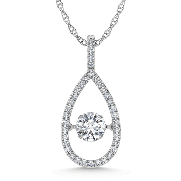 14K White Gold Halo Pendant with 2.00ct Lab-Grown Dancing Diamond