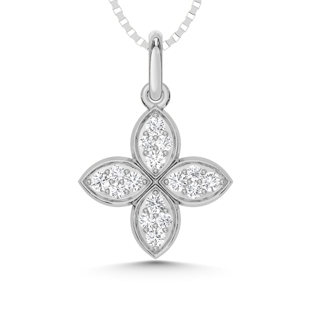 10K White Gold Lab Grown Diamond Floral Pendant | Joe Kassab Jewelers