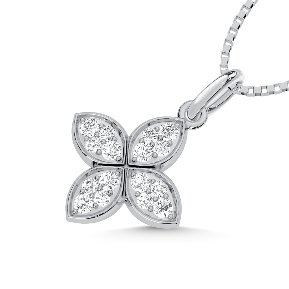10K White Gold Lab Grown Diamond Floral Pendant | Joe Kassab Jewelers