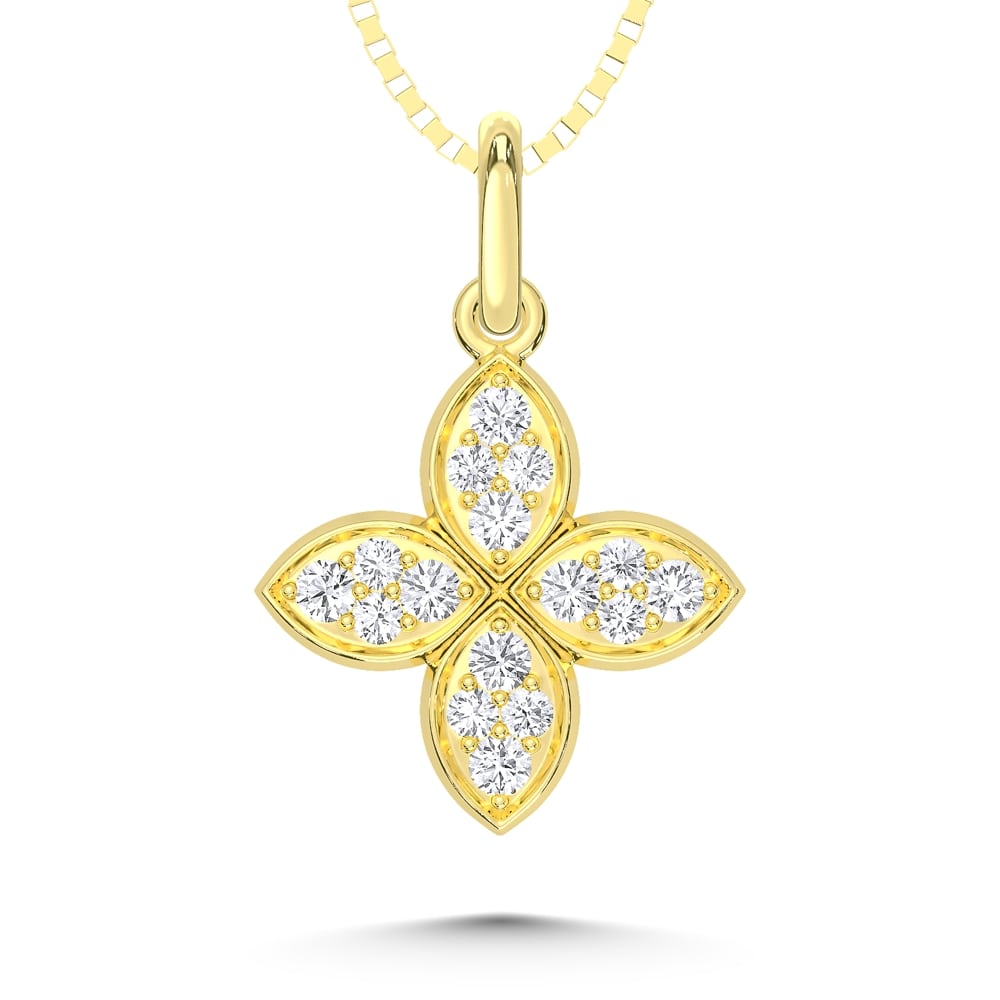 10K Yellow Gold Lab Grown Diamond Floral Pendant | Joe Kassab Jewelers