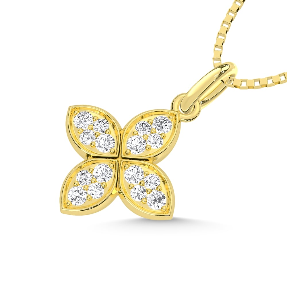 10K Yellow Gold Lab Grown Diamond Floral Pendant | Joe Kassab Jewelers