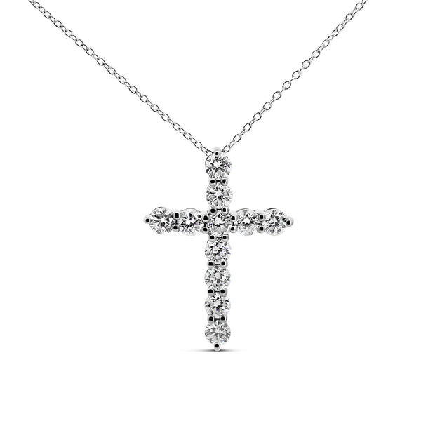 14K White Gold Cross Pendant with 0.77 CTW Lab-Grown Diamonds