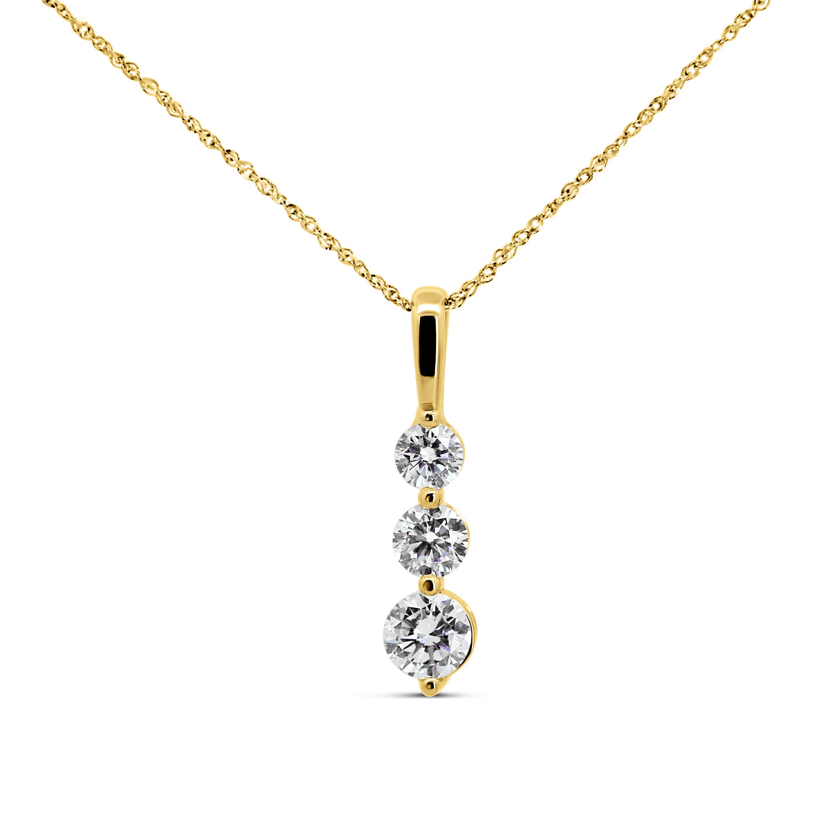 14K Yellow Gold Three-Stone Pendant with 1.00 CTW Lab-Grown Diamonds