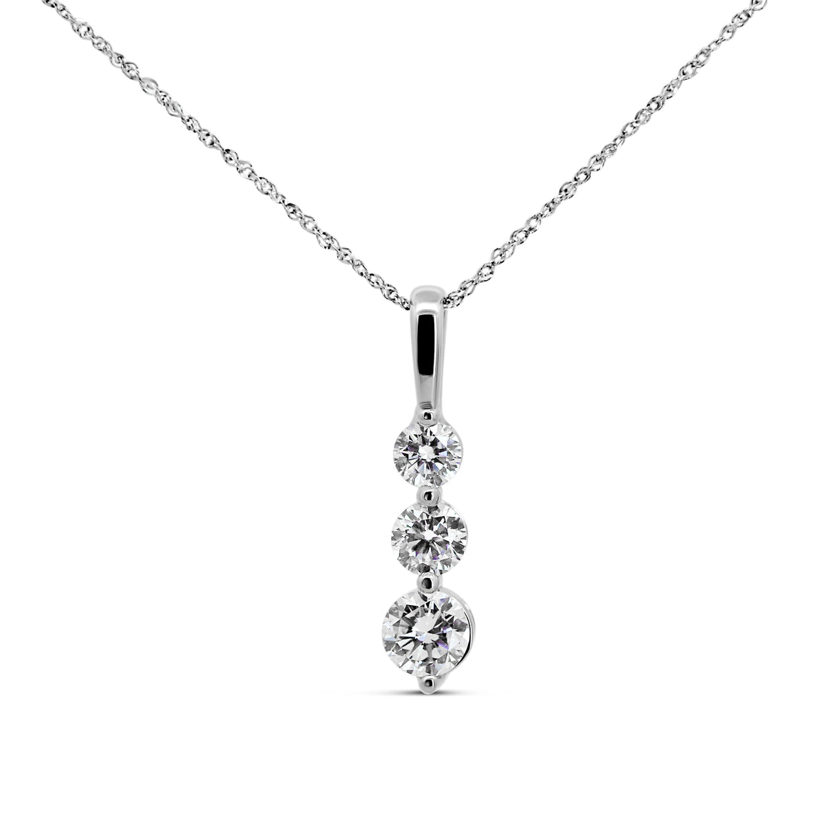 14K White Gold Three-Stone Pendant with 1.00 CTW Lab-Grown Diamonds