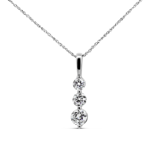 14K White Gold Three-Stone Pendant with 1.00 CTW Lab-Grown Diamonds