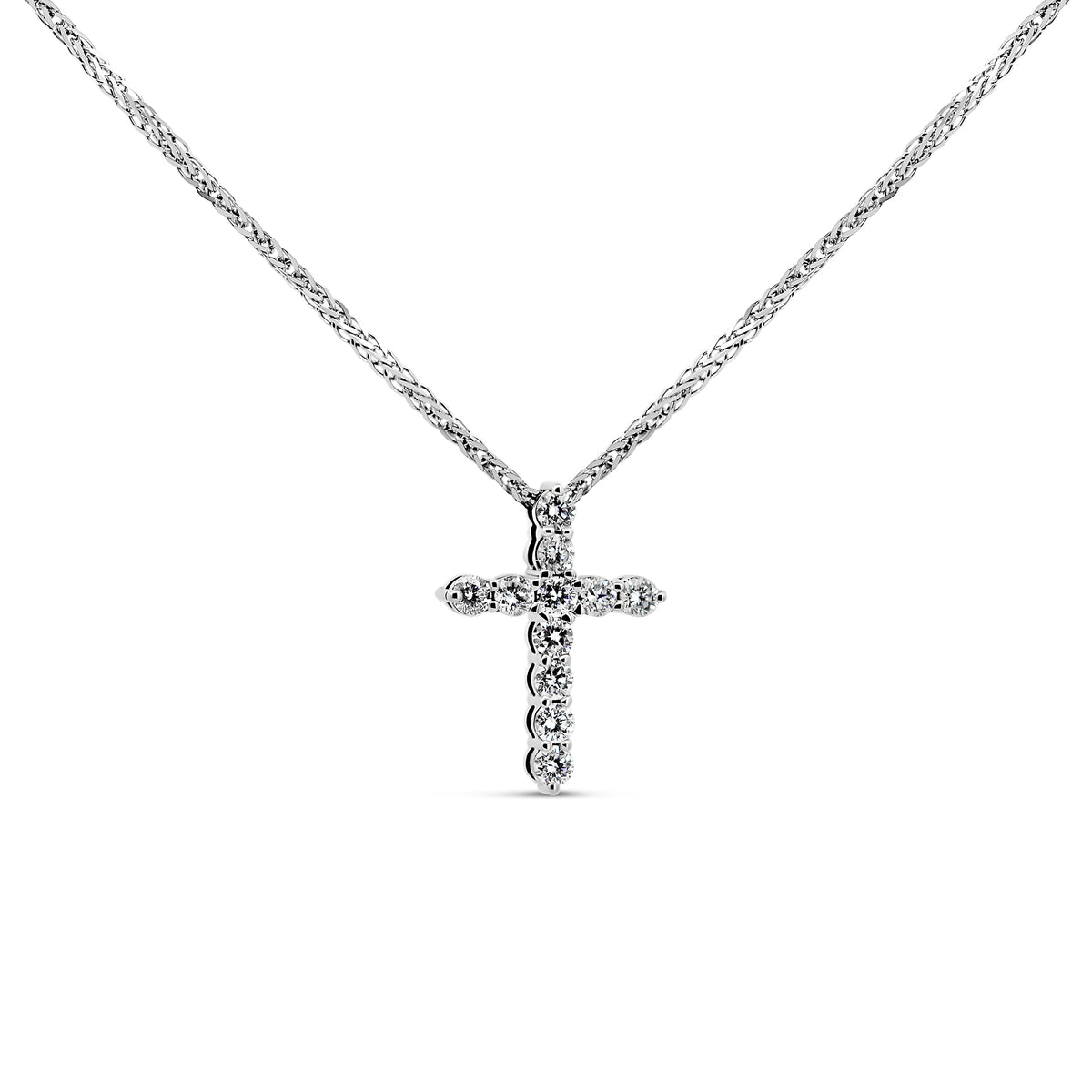 14K White Gold Lab-Grown Diamond Cross Pendant | 0.23 CTW