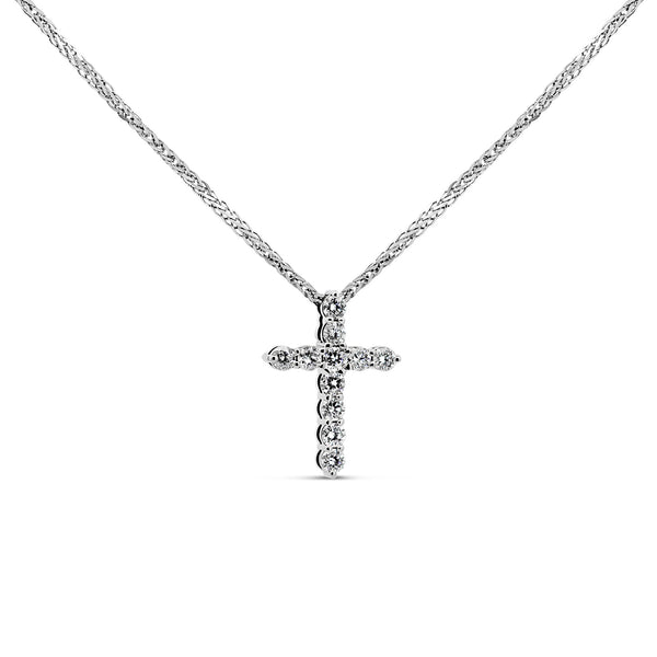 14K White Gold Lab-Grown Diamond Cross Pendant | 0.23 CTW