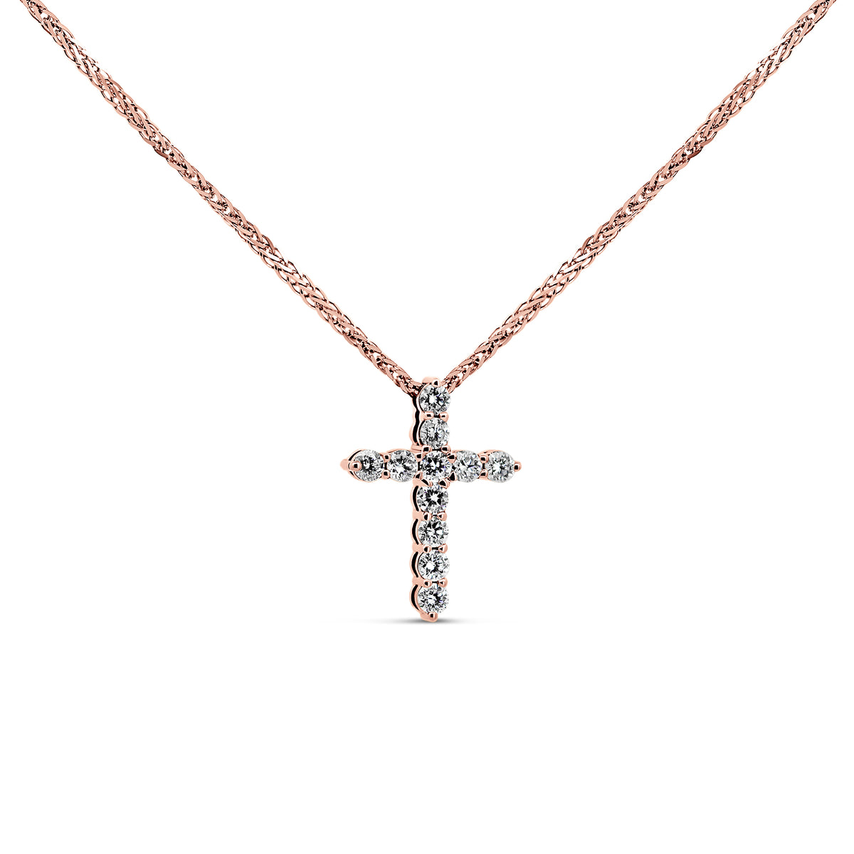 14K Rose Gold Cross Pendant with 0.23 CTW Lab-Grown Diamonds