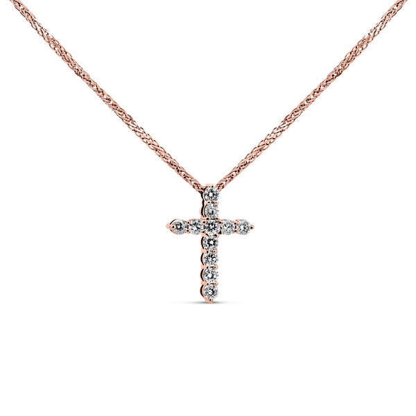 14K Rose Gold Cross Pendant with 0.23 CTW Lab-Grown Diamonds
