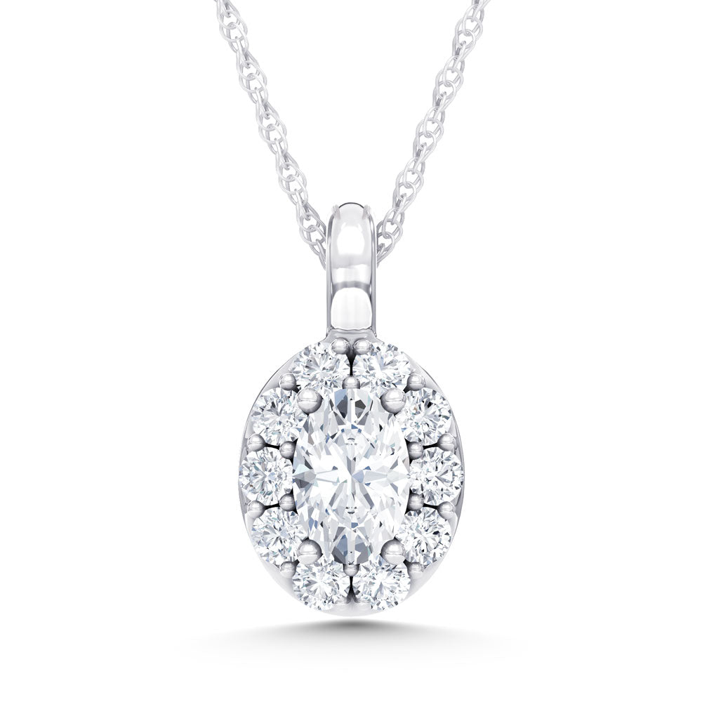 10K 0.29DTW Lab Diamond Oval Halo Slide Pendant