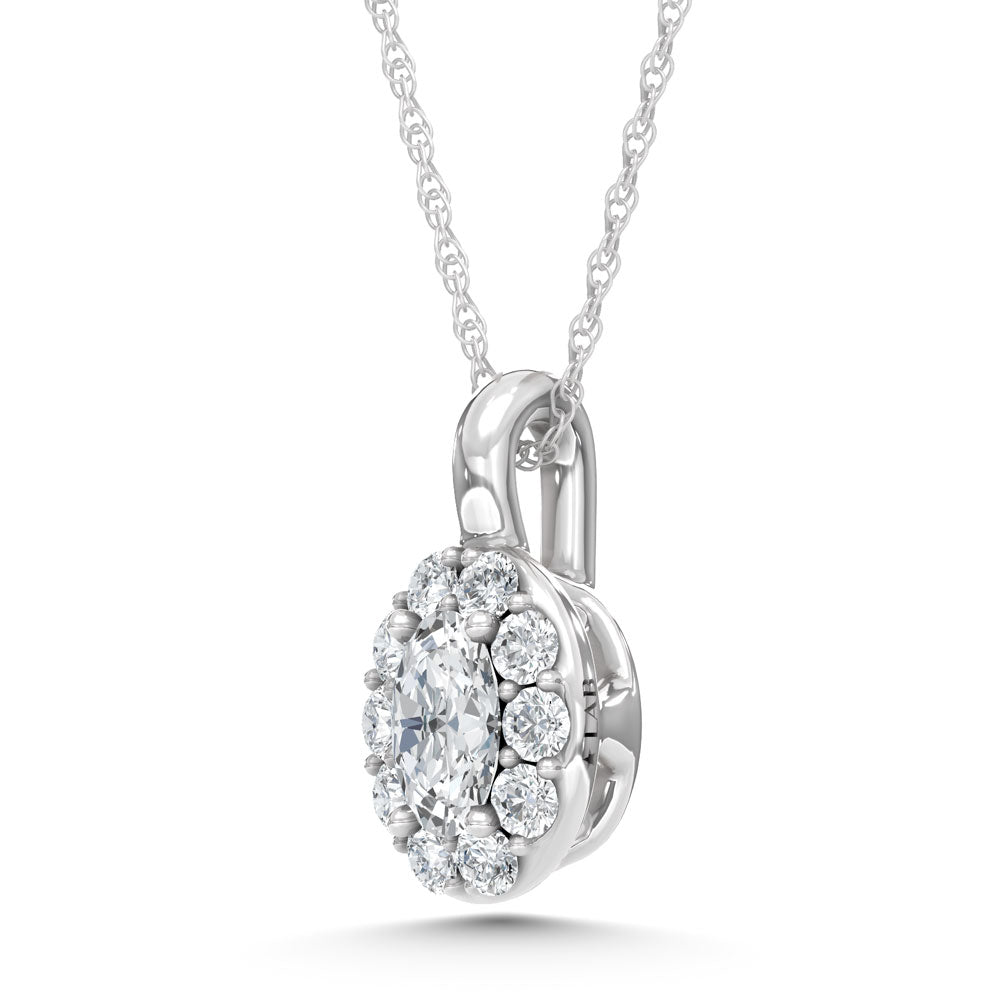 10K 0.29DTW Lab Diamond Oval Halo Slide Pendant