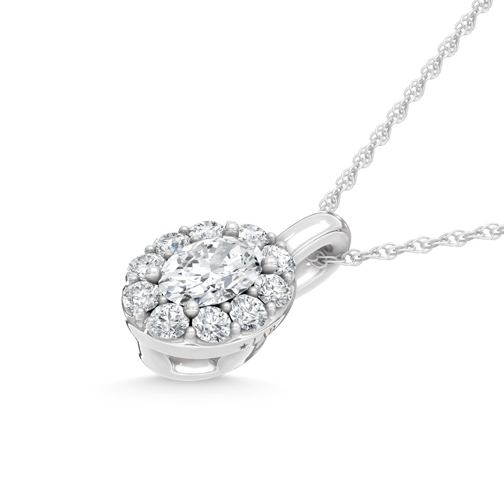 10K 0.29DTW Lab Diamond Oval Halo Slide Pendant