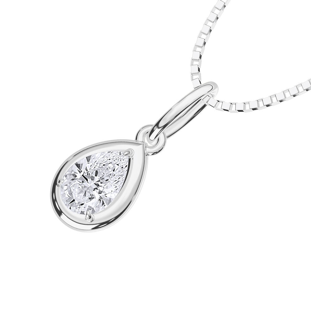 10K 0.29 Carat Pear Lab Diamond Solitaire Pendant
