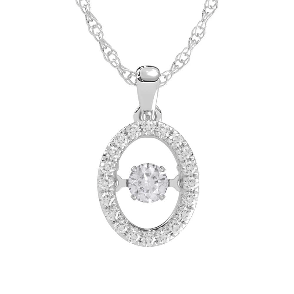 10K 0.33DTW Lab Grown Dancing Diamond Oval Halo Pendant