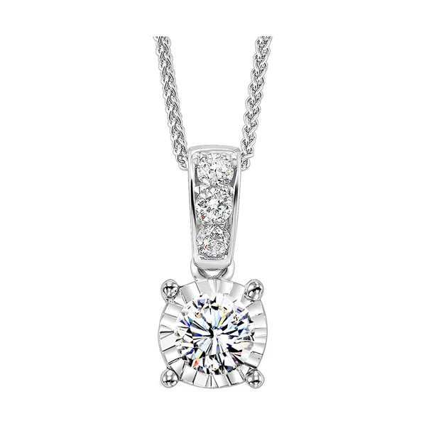 14K White Gold 3/4 Carat Diamond Solitaire Pendant with Diamond Bail