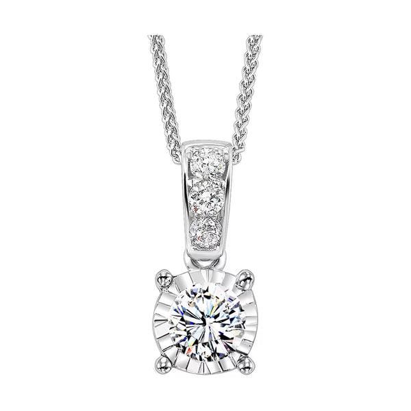 14K White Gold 1/10 Carat Diamond Solitaire Pendant with Diamond Bail