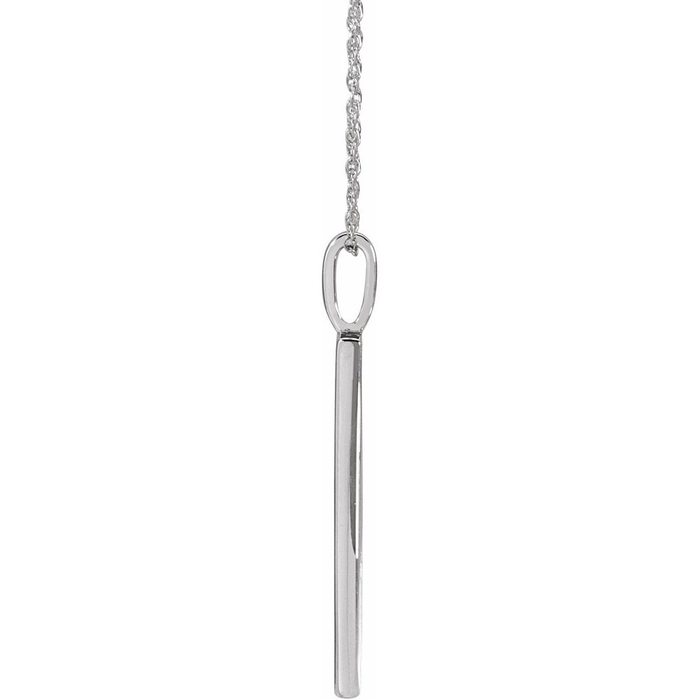 14K White Gold LOVE Bar Necklace | Diamond Heart Pendant