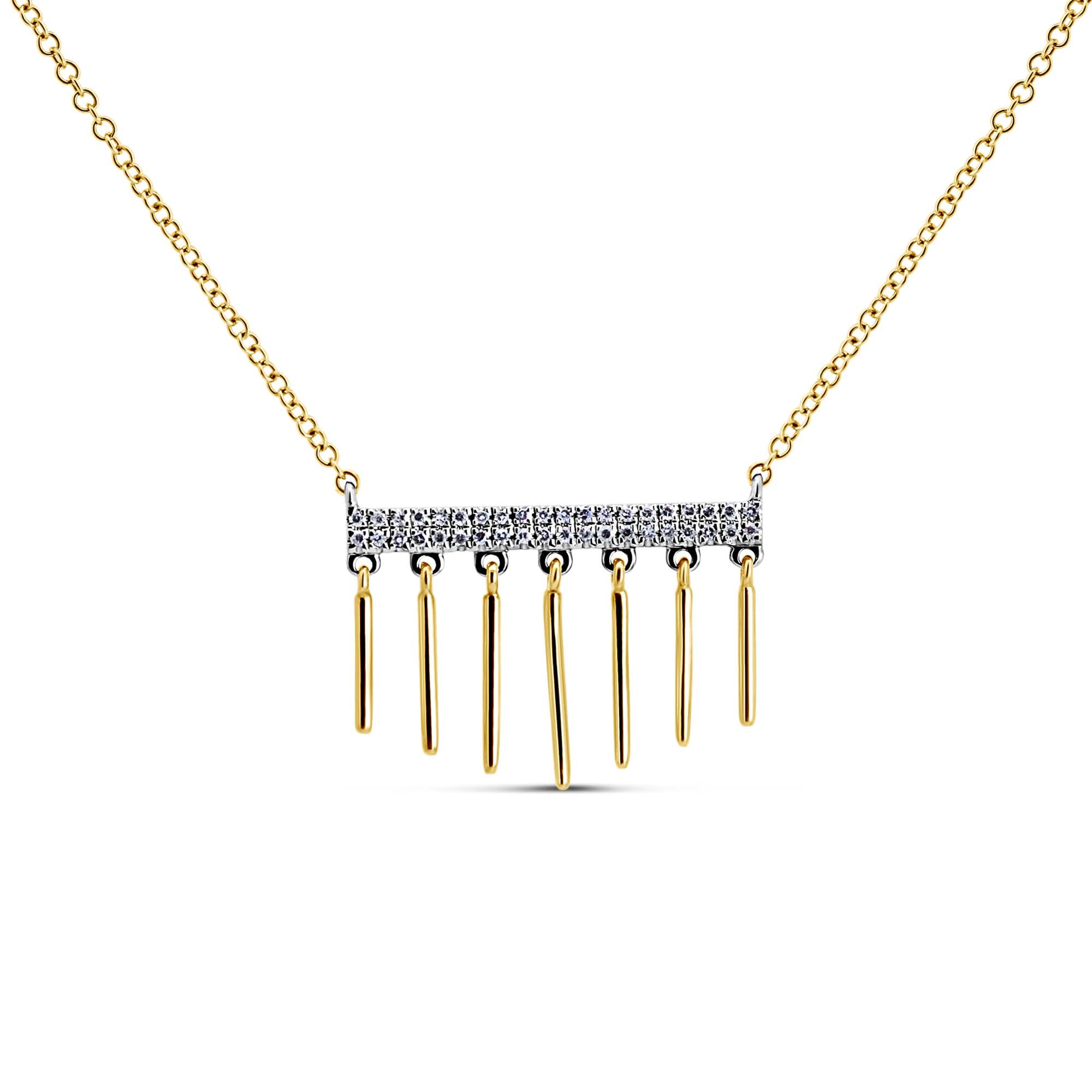 14 Karat White & Yellow Gold Diamond Bar Necklace | 0.09 CTW