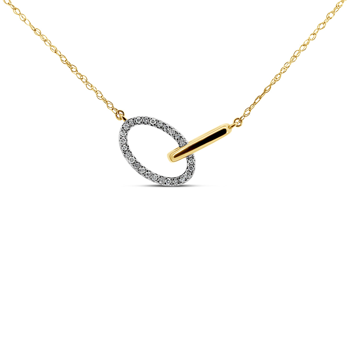 10K White & Yellow Gold Oval Diamond Necklace | 0.01 CTW