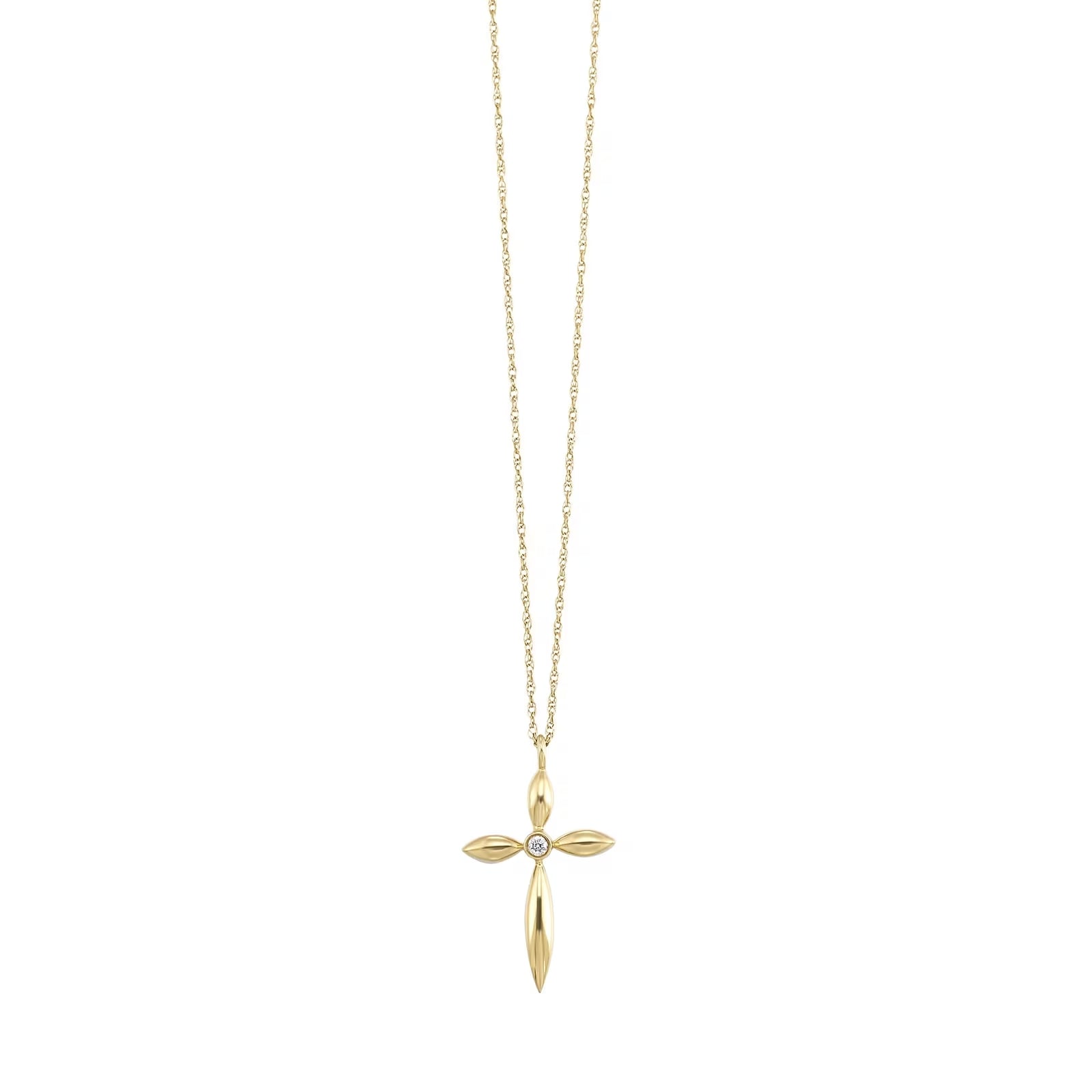 10K Yellow Gold Cross Necklace with 0.02 CTW Natural Diamond
