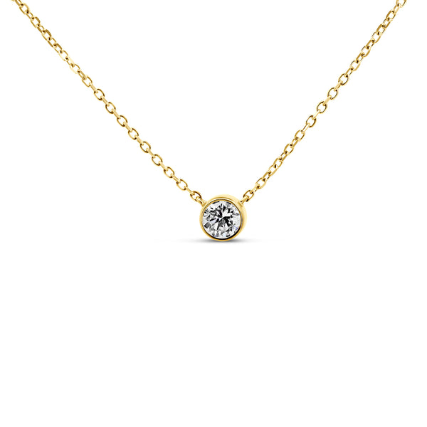 14K Yellow Gold Bezel-Set Solitaire Diamond Necklace | 0.20 CTW
