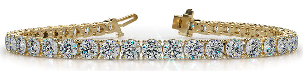 14K Yellow Gold Tennis Bracelet with 9.18 Carats Natural Diamonds