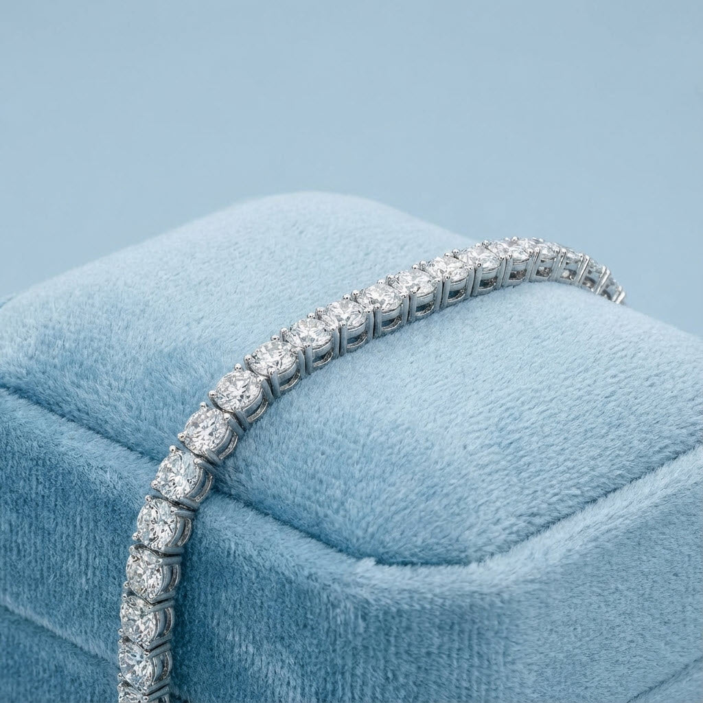 14K White Gold Tennis Bracelet with 5.40 Carats Natural Diamonds