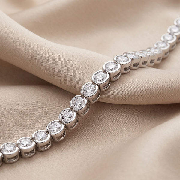 14K White Gold Tennis Bracelet with 6.07 Carats Natural Diamonds