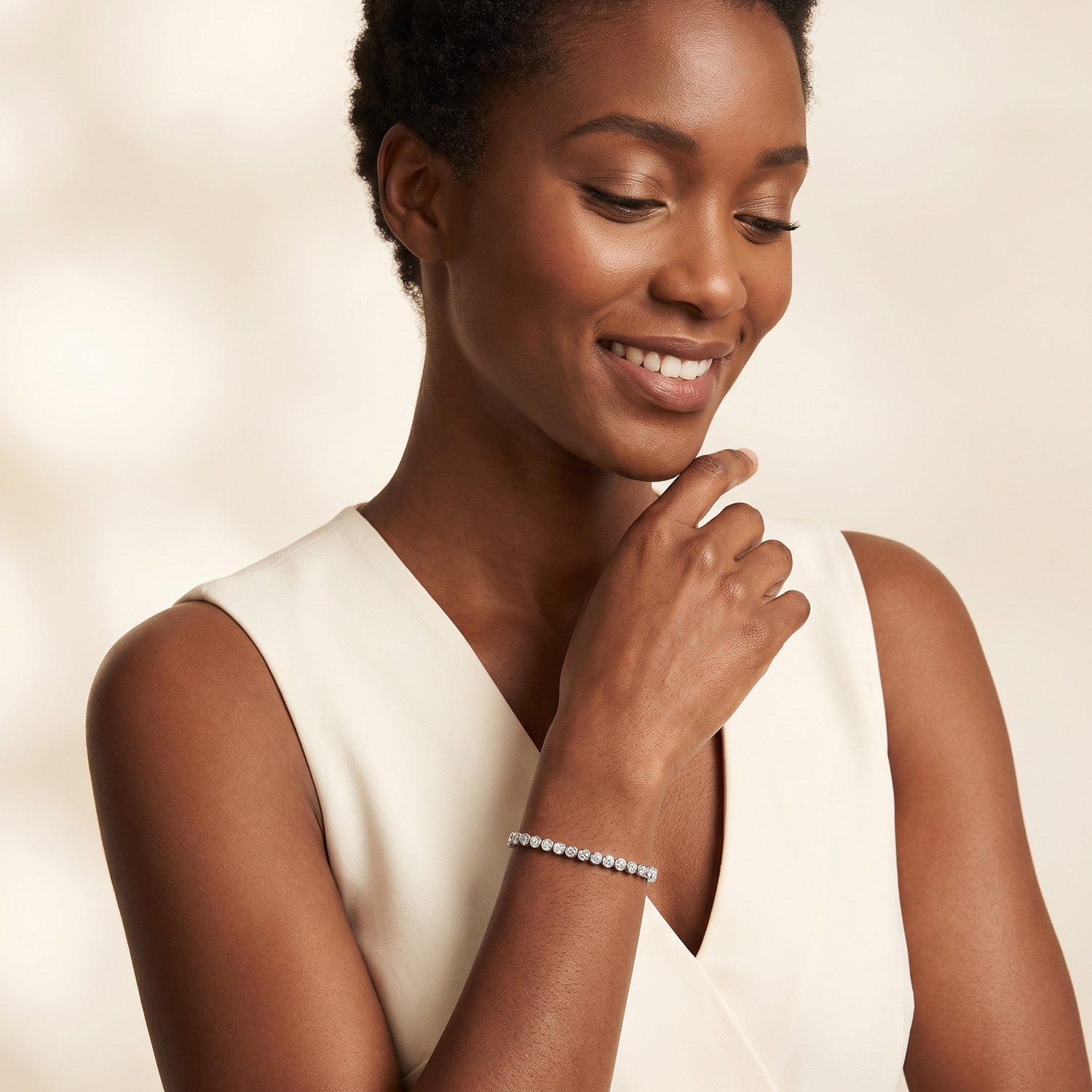14K White Gold Tennis Bracelet with 3.20 Carats Natural Diamonds
