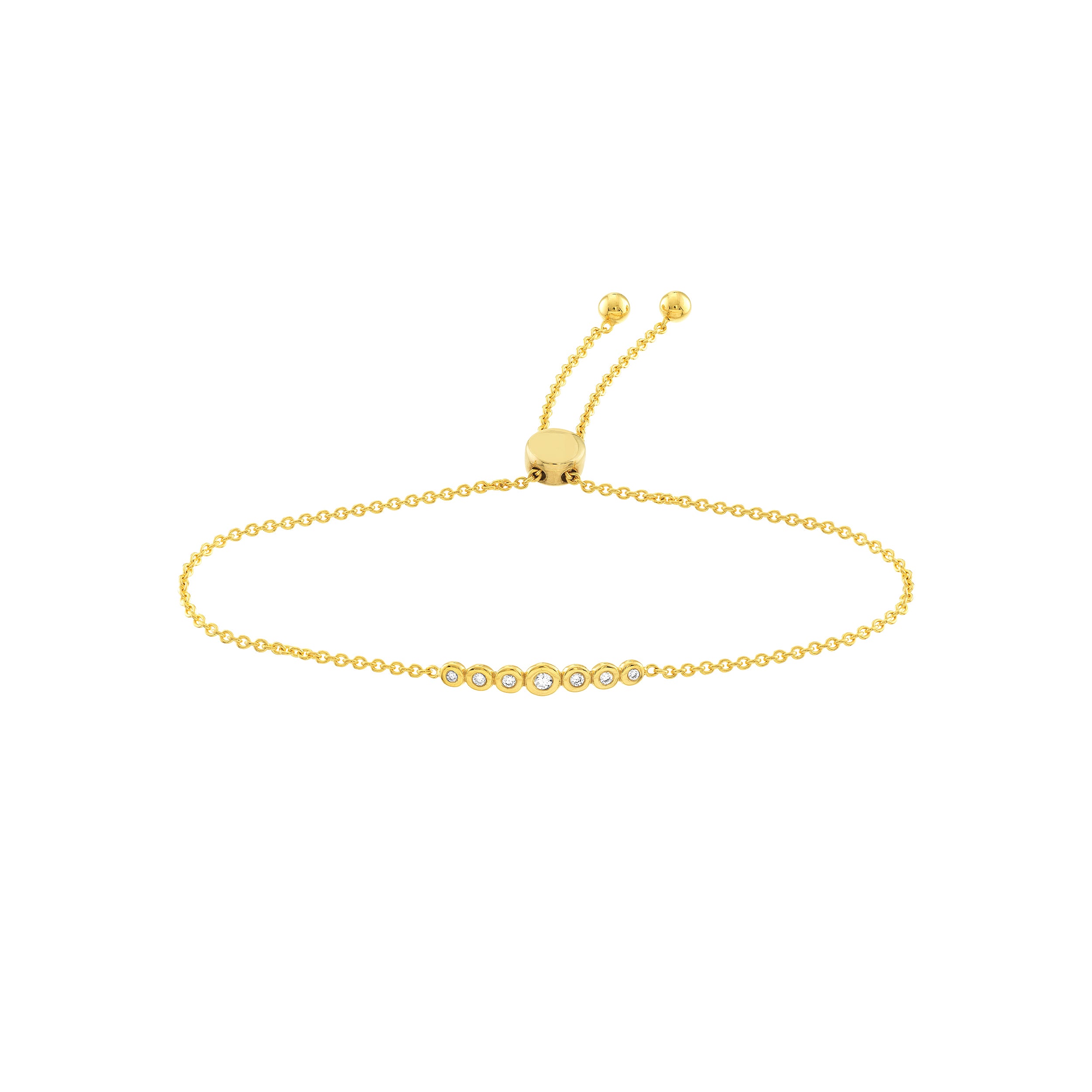 14K Yellow Gold Diamond Bolo Bracelet | 0.10CT Bezel-Set Diamond Bracelet