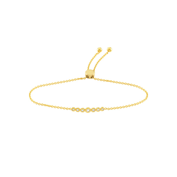 14K Yellow Gold Diamond Bolo Bracelet | 0.10CT Bezel-Set Diamond Bracelet