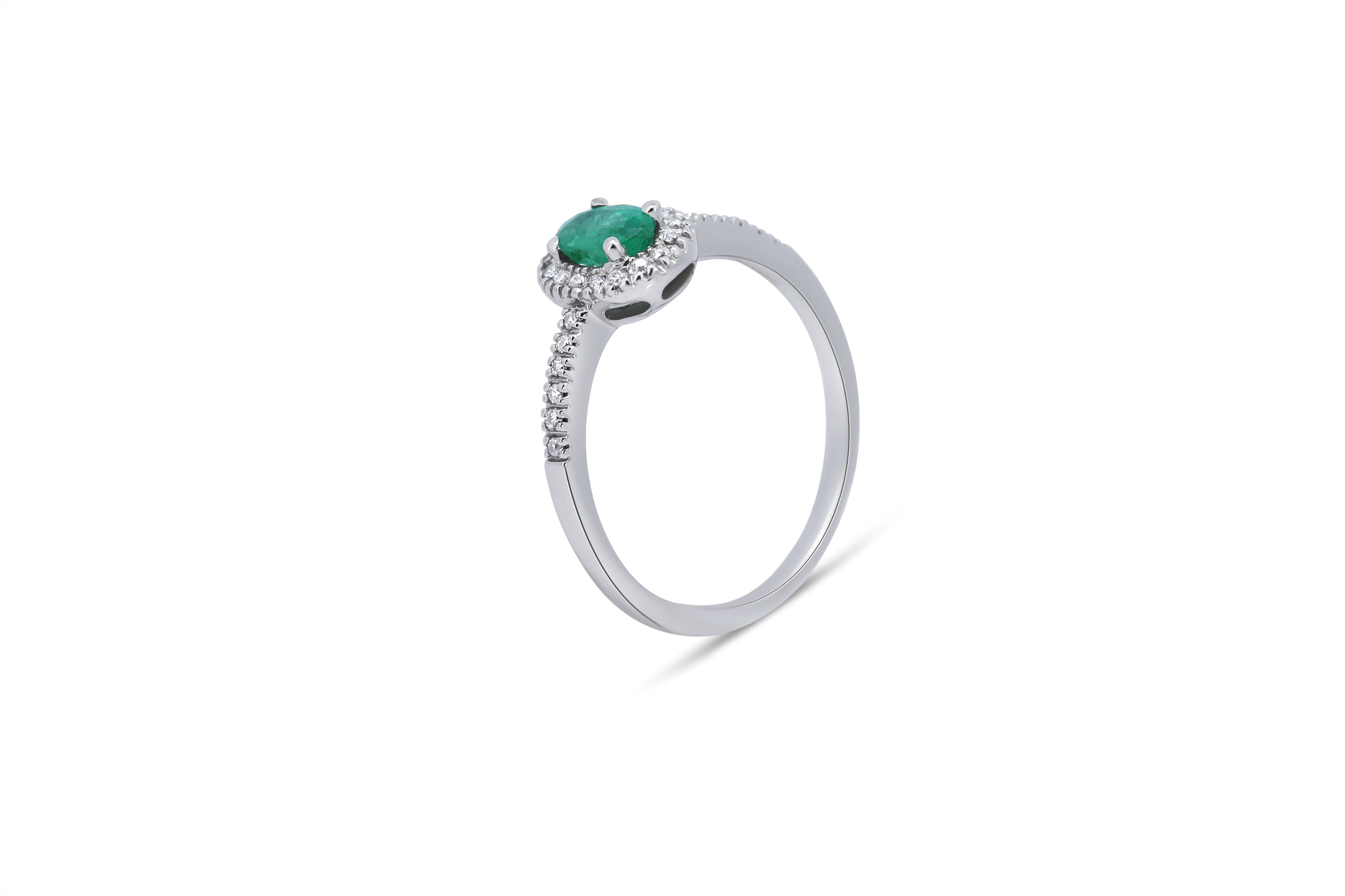 Oval Halo Emerald & Diamond Ring