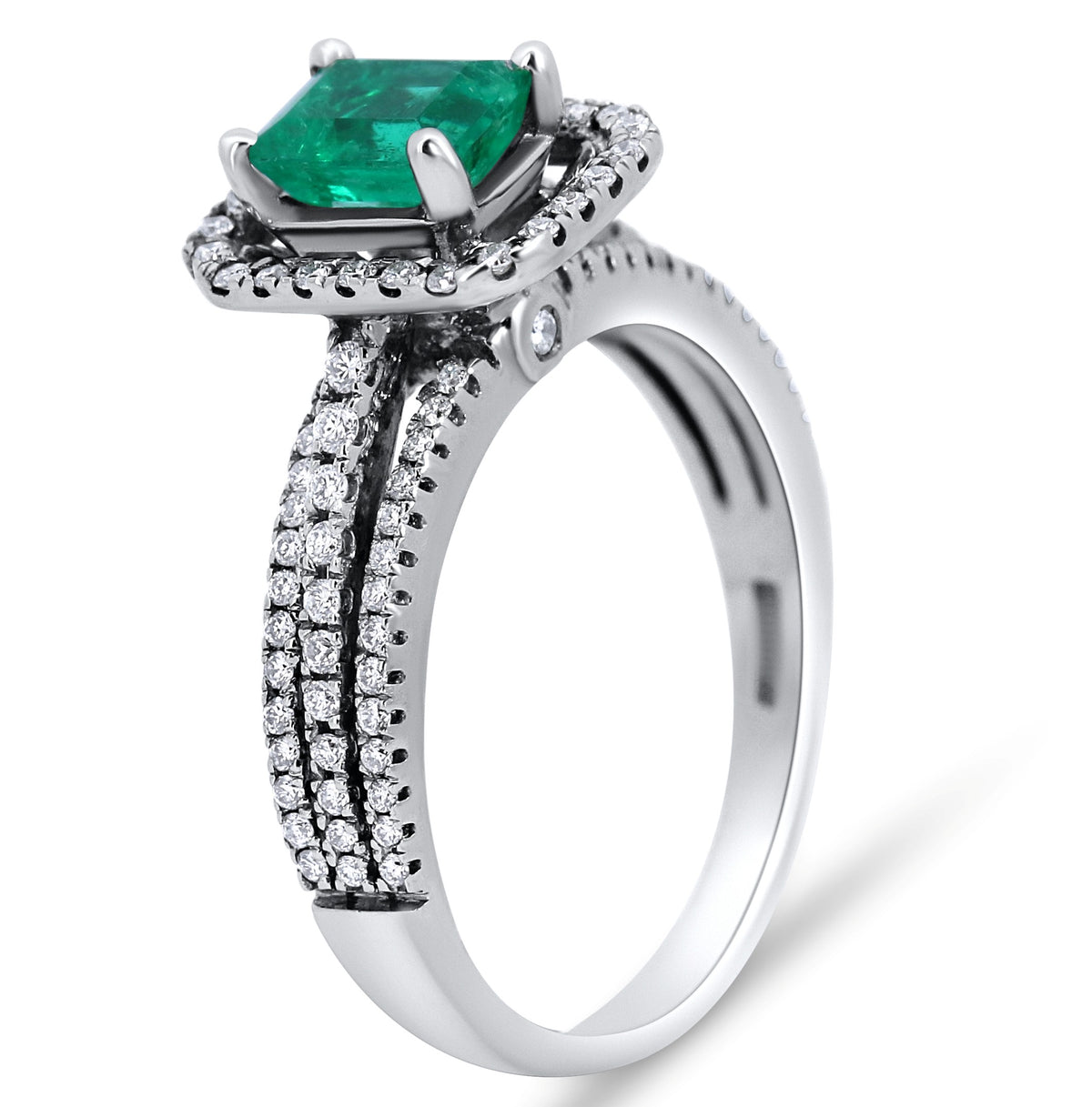 Emerald & Diamond Halo Ring