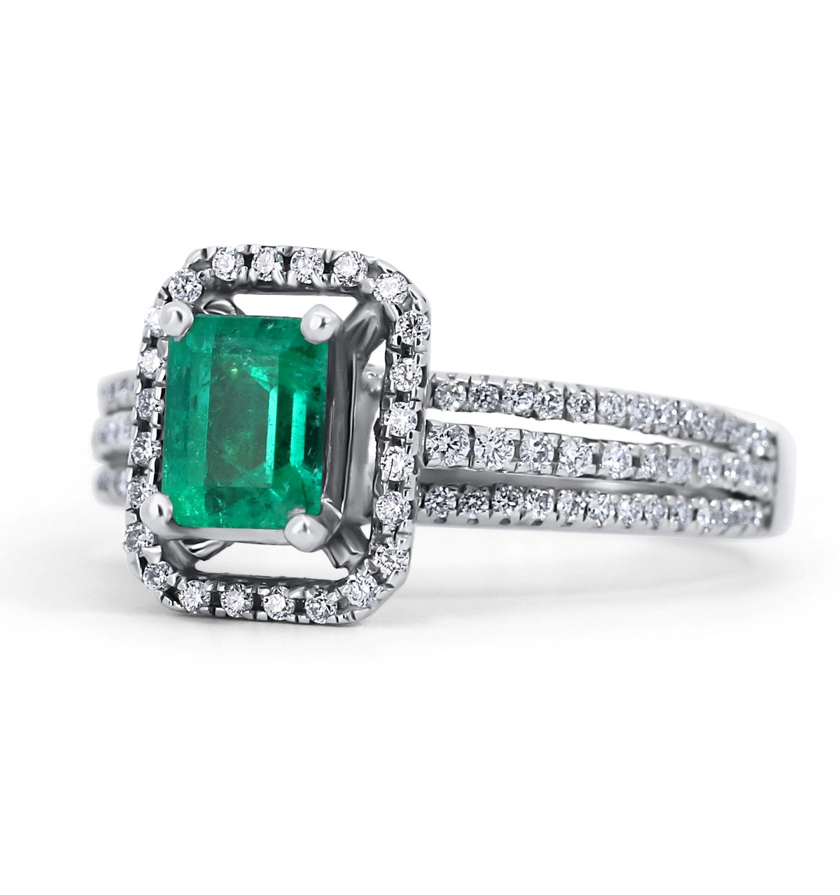 Emerald & Diamond Halo Ring