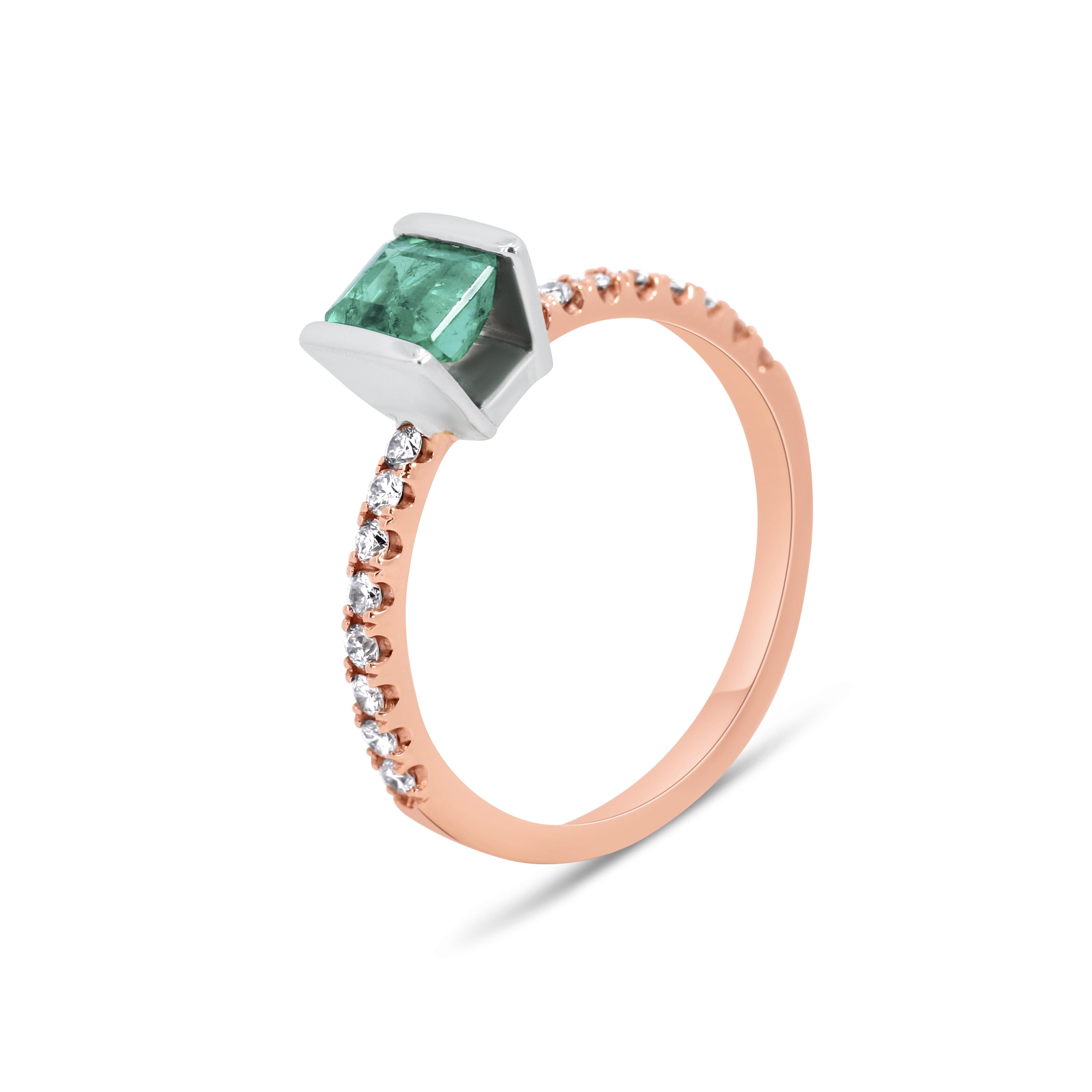 Modern Emerald & Diamond Ring