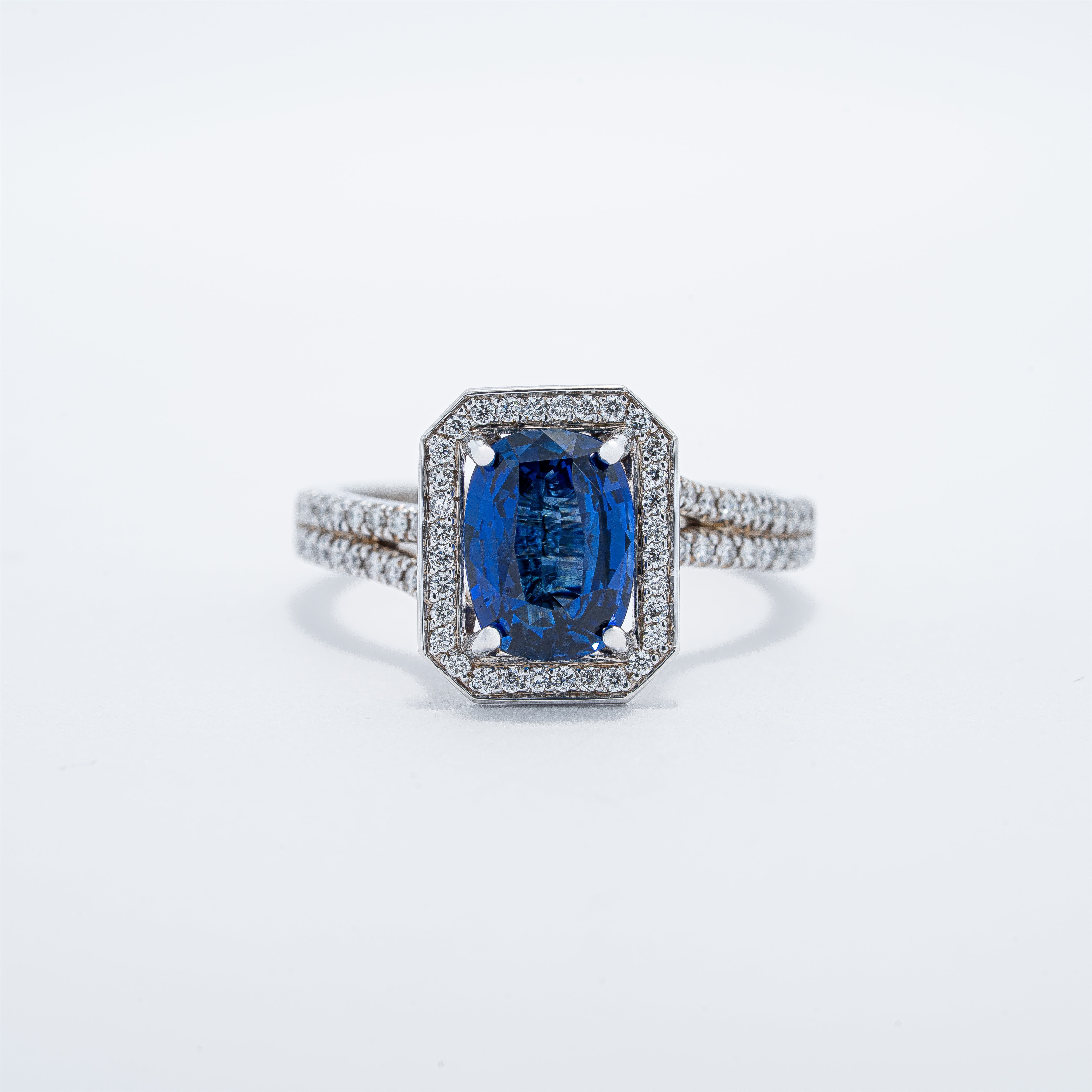 Contemporary Halo Colored Stone Ring