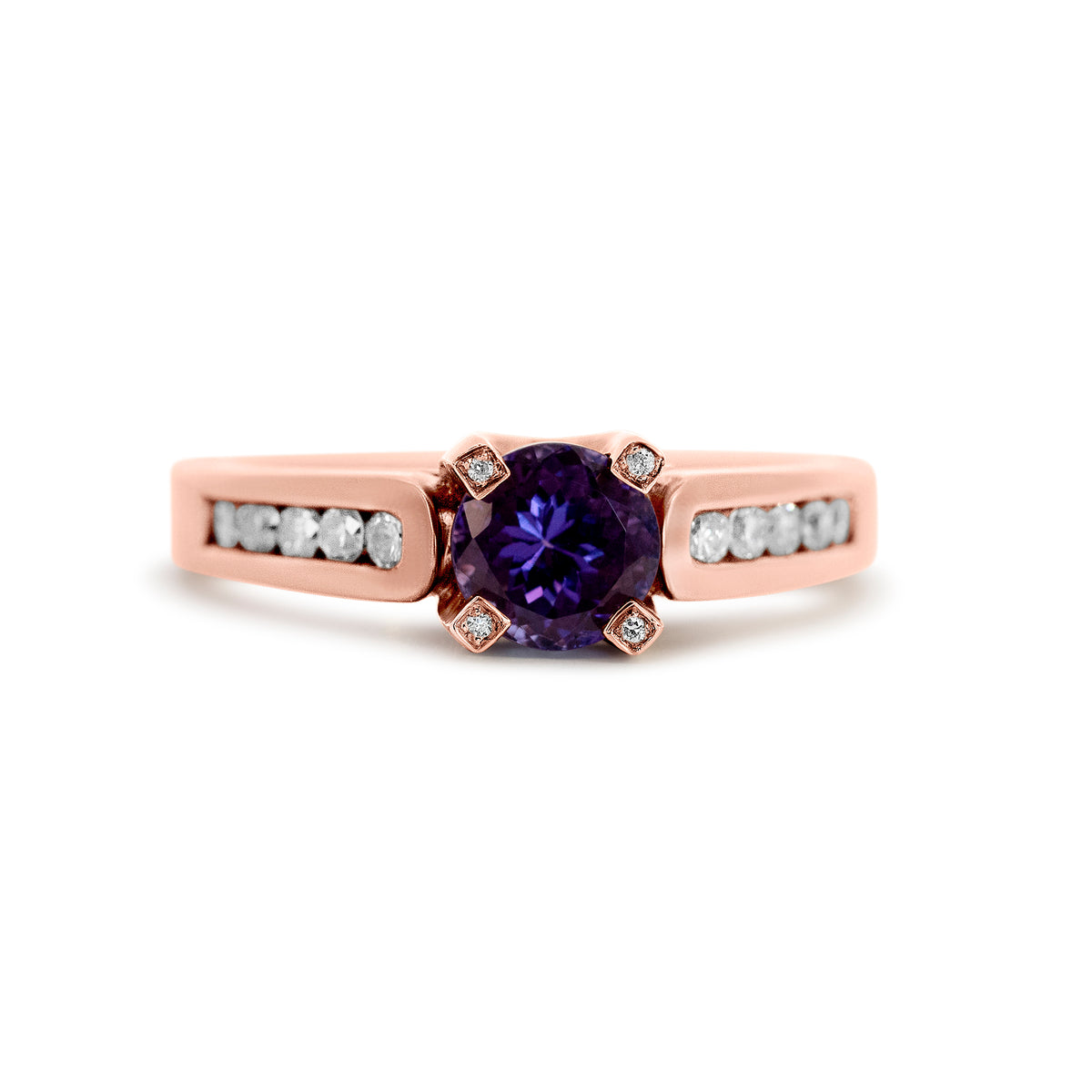 14K Rose Gold 1.33ct Tanzanite Ring with 0.26ct Diamonds
