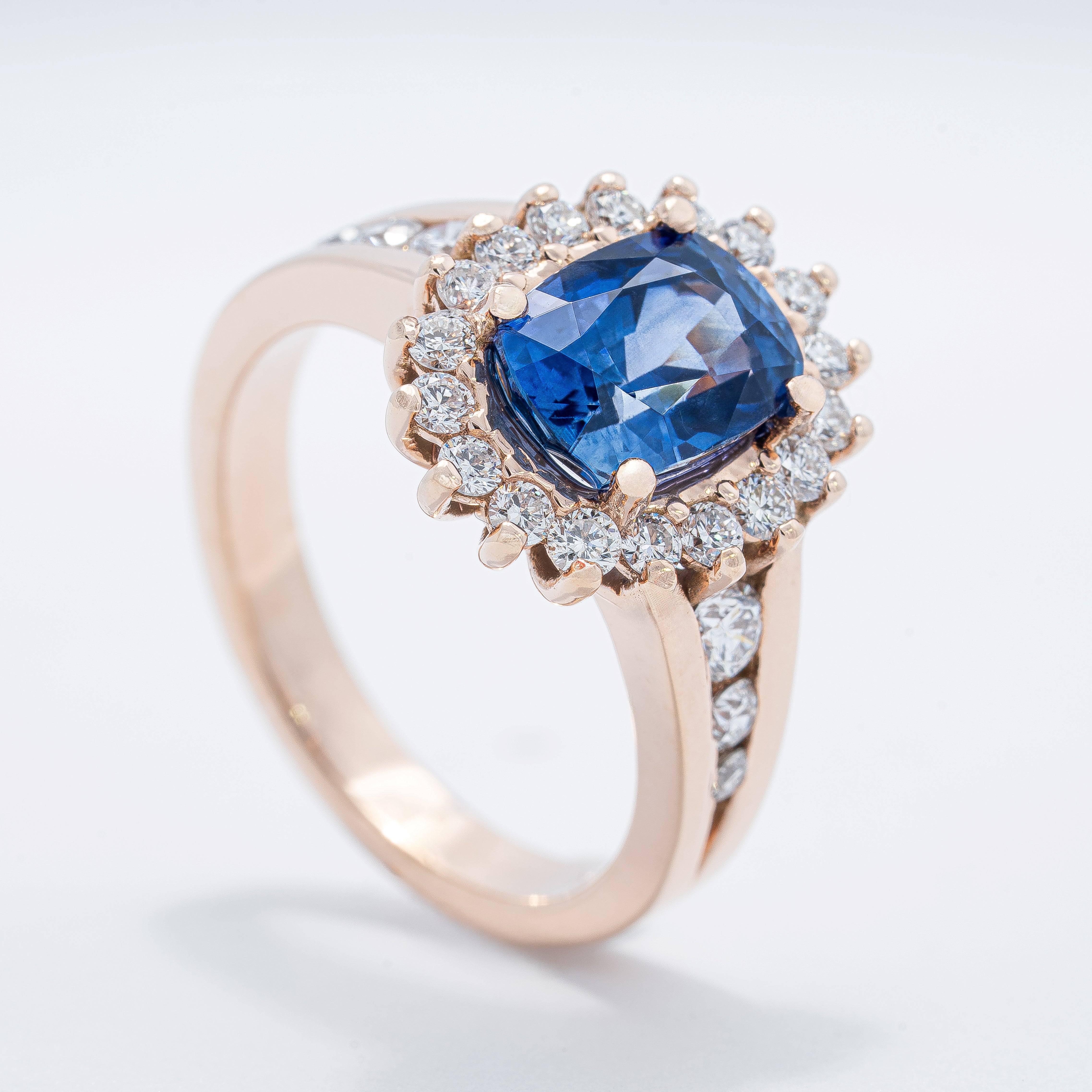 Contemporary Halo Colored Stone Ring